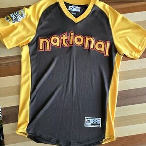 Majestic National All Star Game Baseball Shirt - Brown and Yellow. Men's M (40)